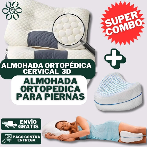 COMBO de almohada ortopédica cervical 3D + almohada ortopedica para piernas